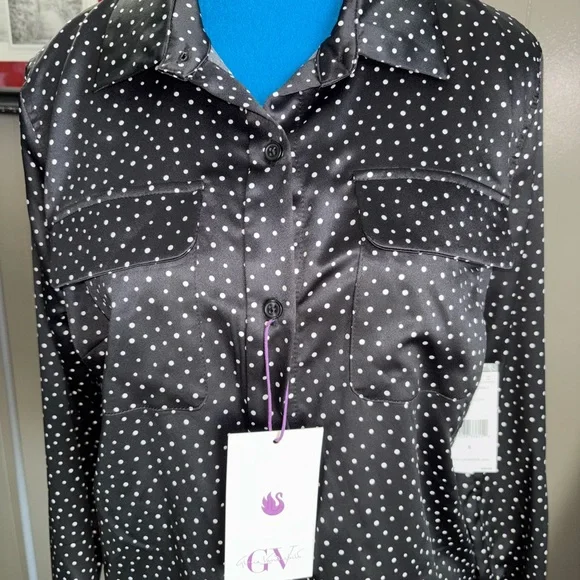 Gloria Vanderbilt Black and White Polka Dot women’s Shirt. - Picture 8 of 16